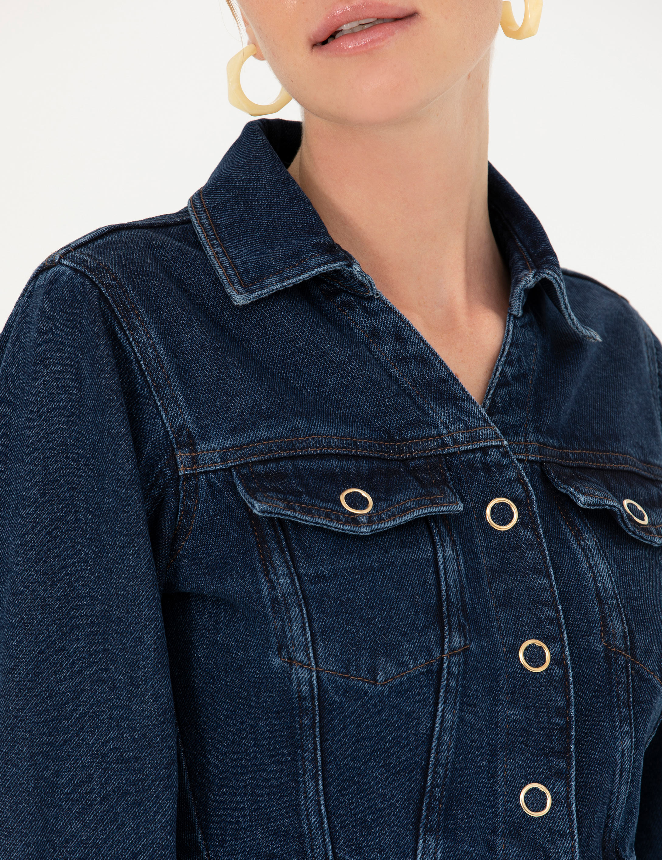 Koyu İndigo Slim Fit Jean Elbise