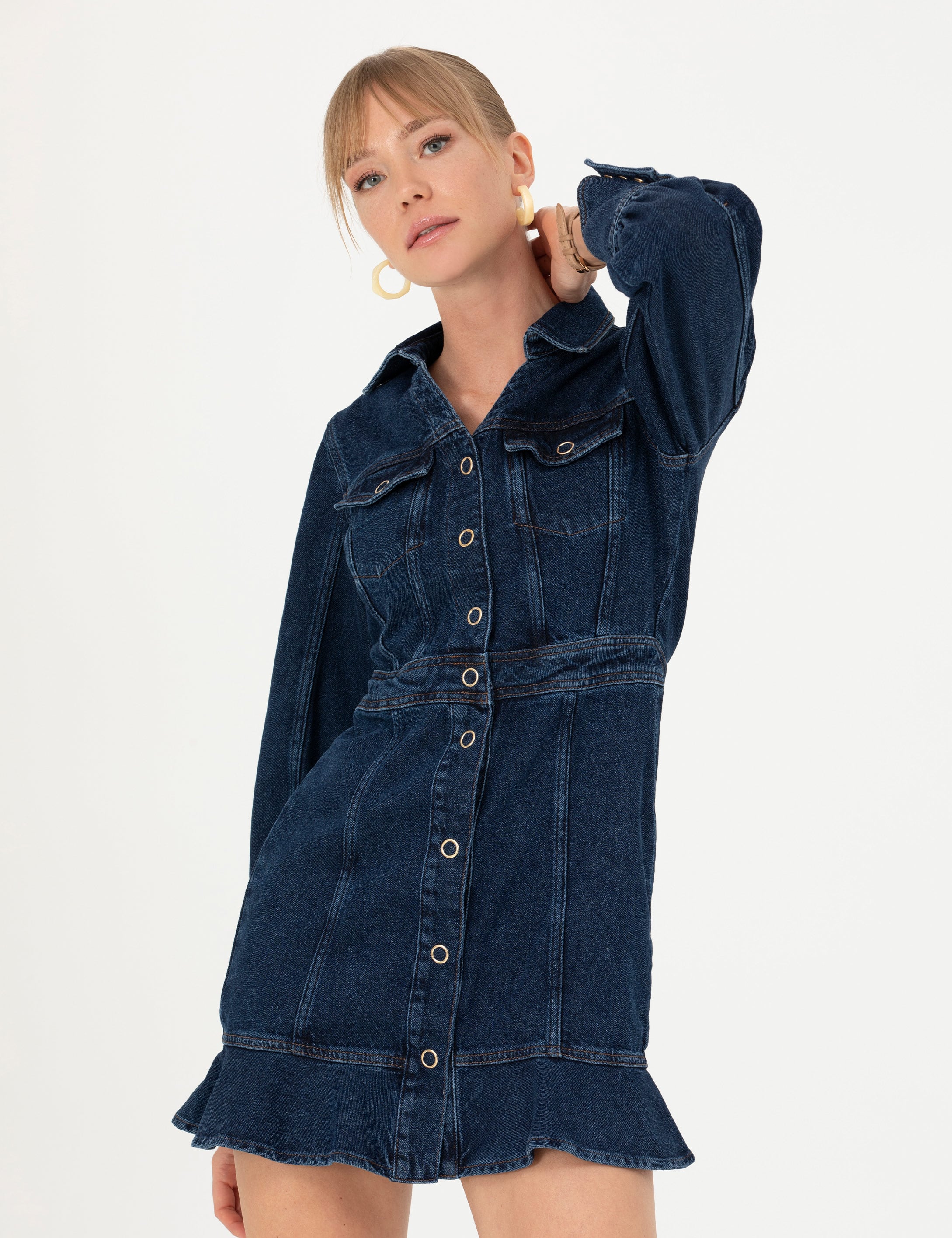 Koyu İndigo Slim Fit Jean Elbise
