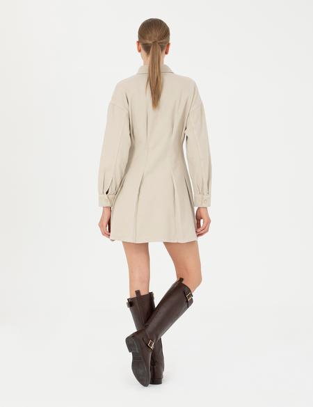 Bej A Kesim Dokuma Elbise - 50279886004