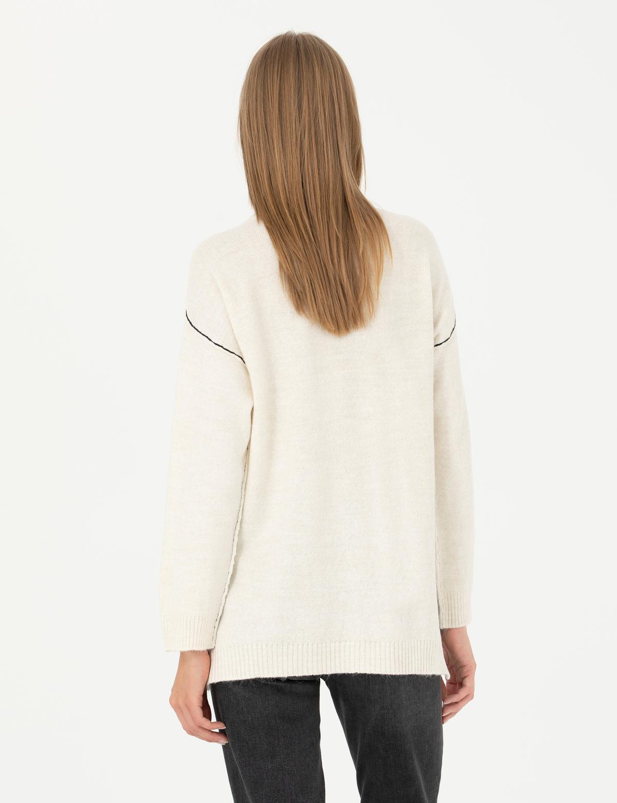 Ekru Comfort Fit Balıkçı Yaka Kazak - 50278174003