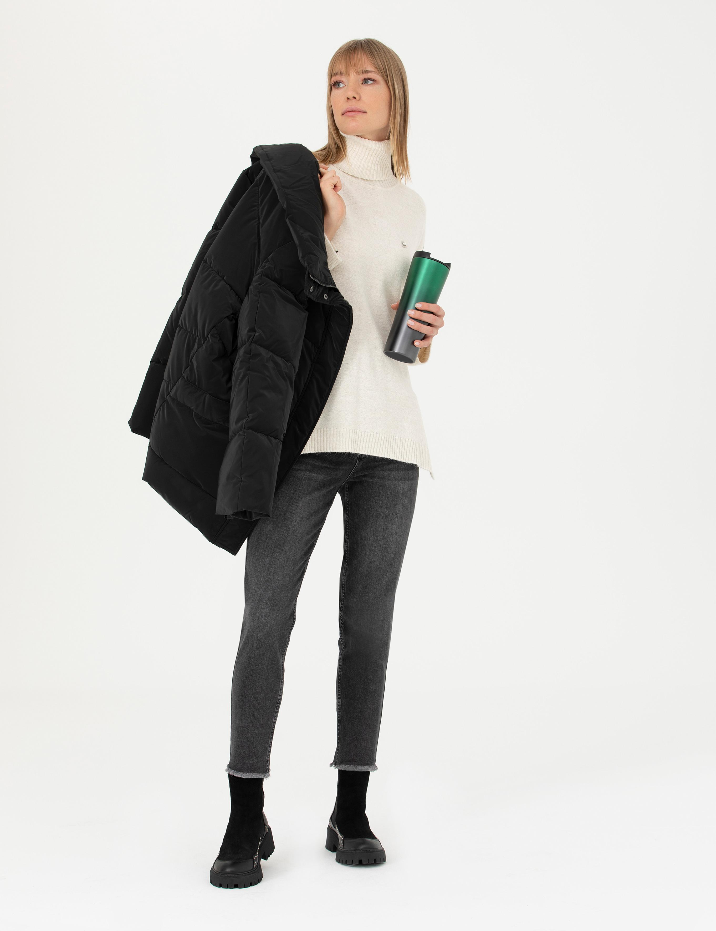 Ekru Comfort Fit Balıkçı Yaka Kazak