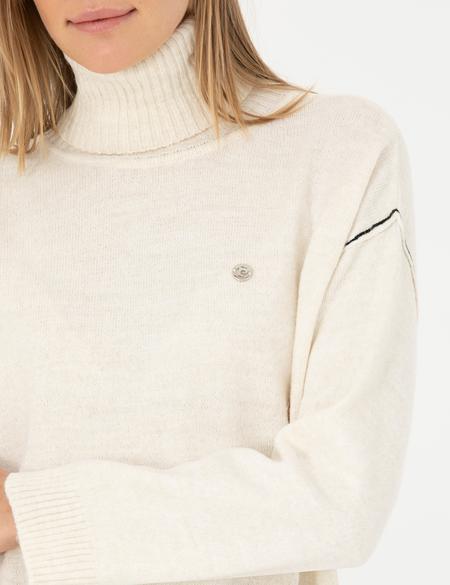 Ekru Comfort Fit Balıkçı Yaka Kazak - 50278174003