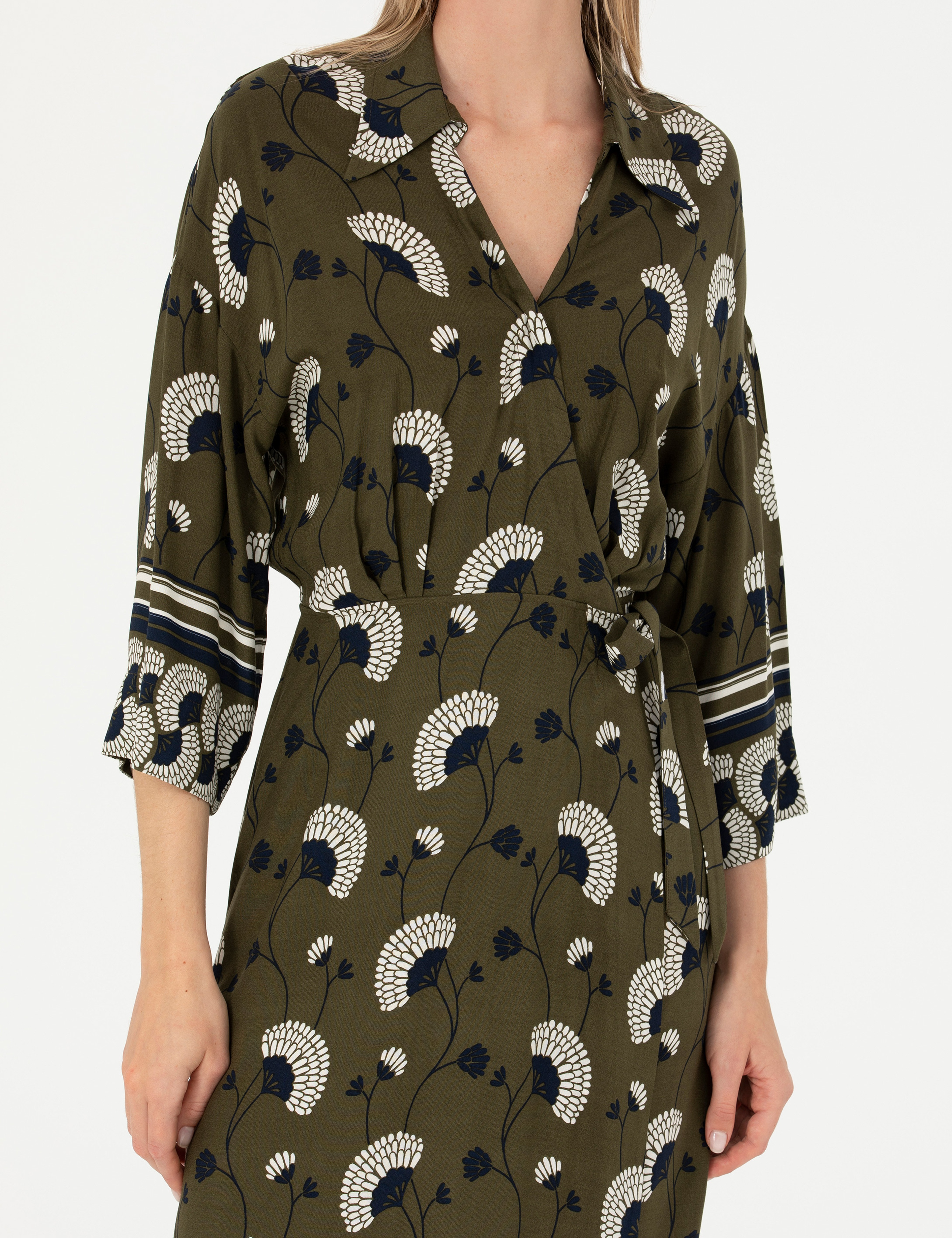 Kahverengi Comfort Fit Dokuma Elbise - Image 6