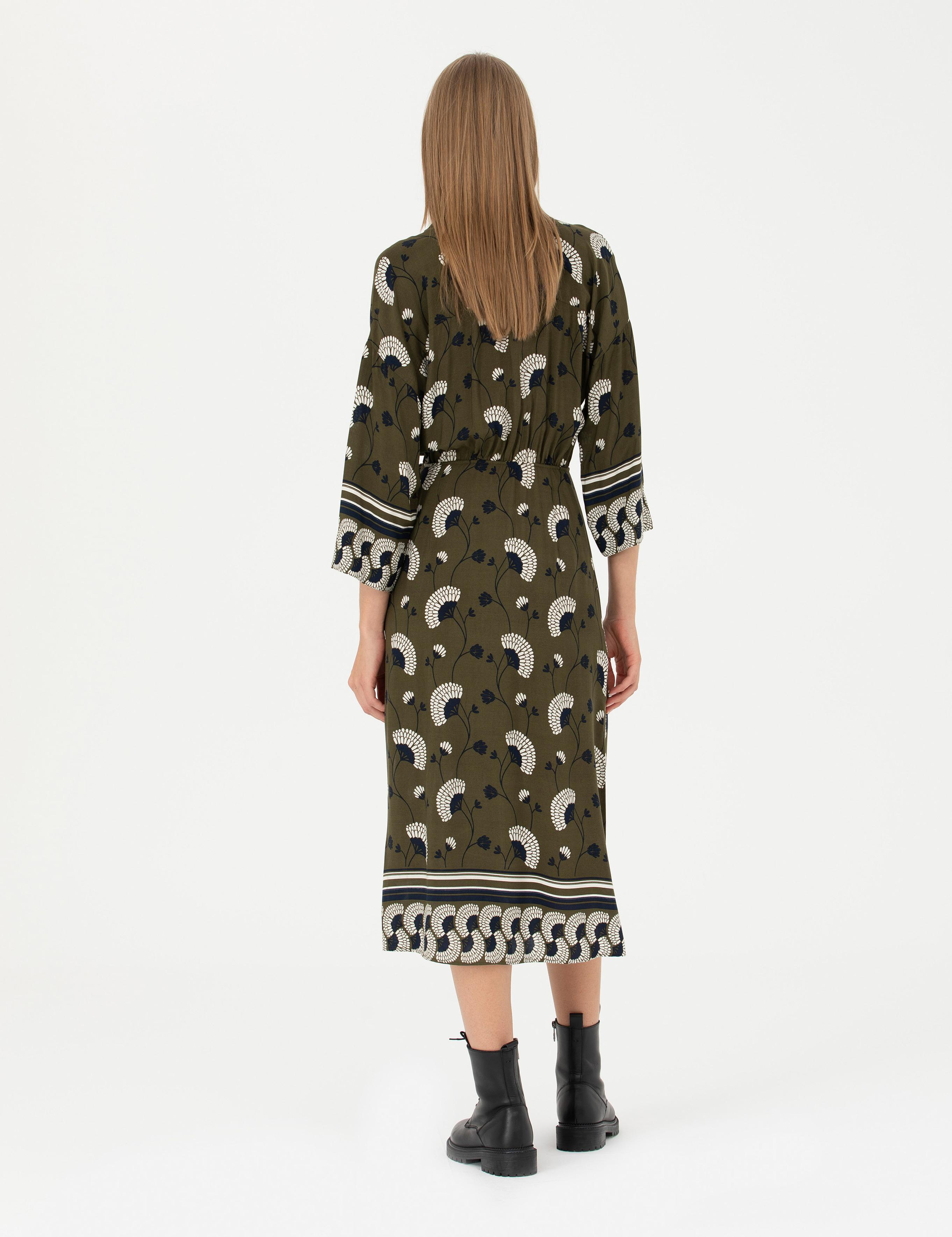 Kahverengi Comfort Fit Dokuma Elbise