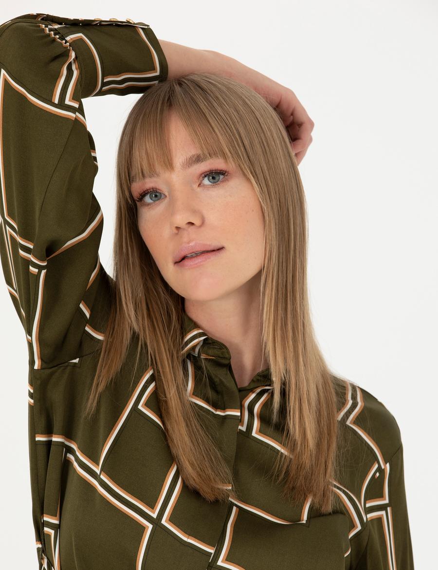 Kahverengi Comfort Fit Dokuma Elbise