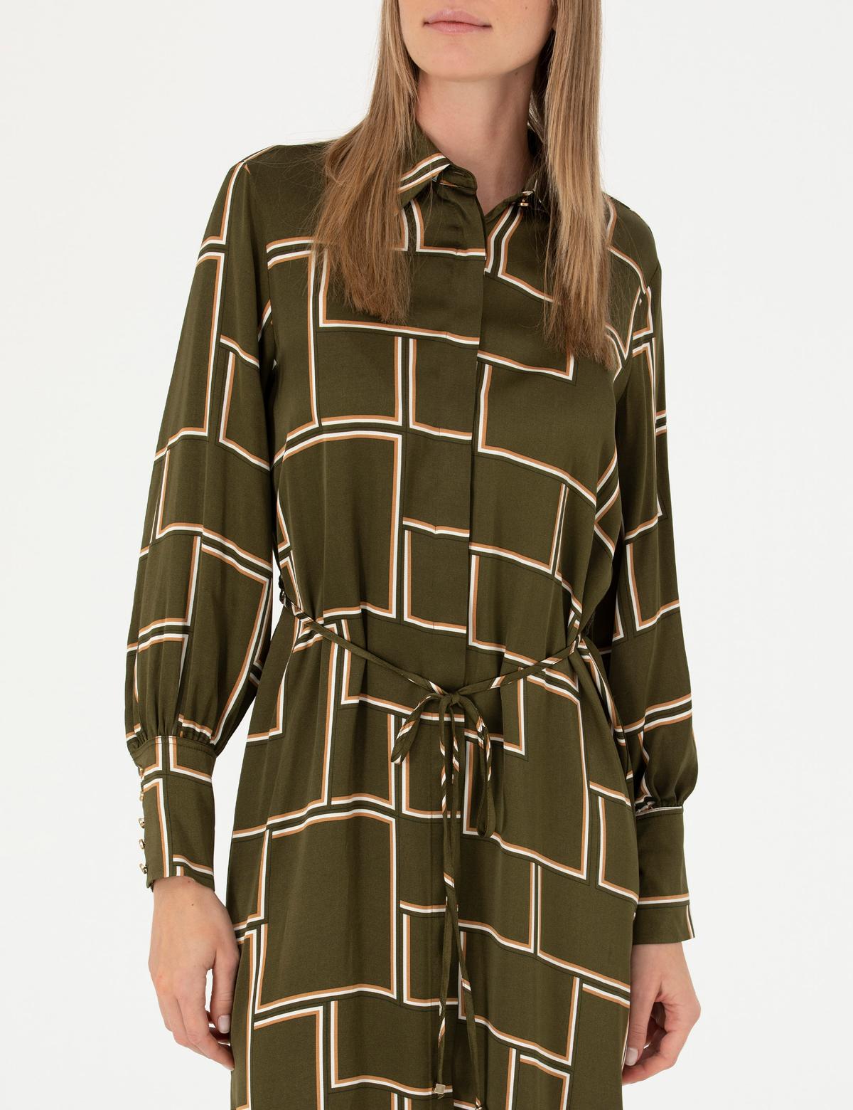 Kahverengi Comfort Fit Dokuma Elbise - 50280159001