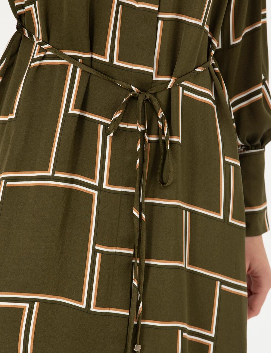 Kahverengi Comfort Fit Dokuma Elbise