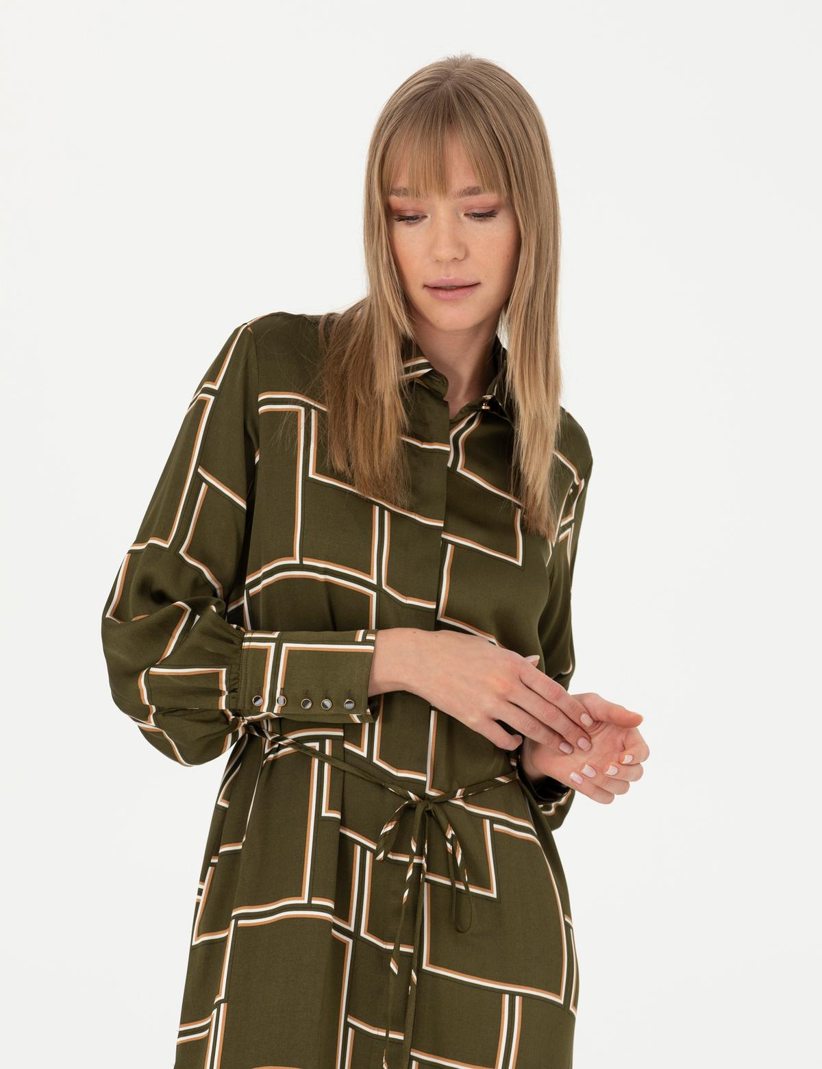 Kahverengi Comfort Fit Dokuma Elbise - 50280159001