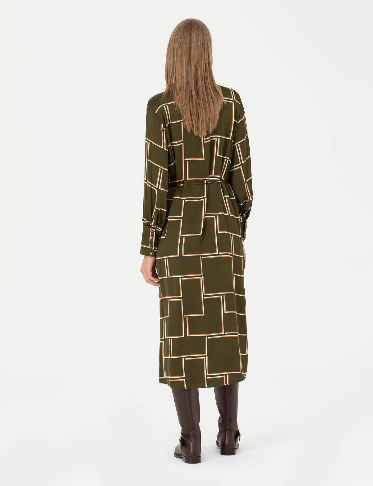 Kahverengi Comfort Fit Dokuma Elbise - 50280159001