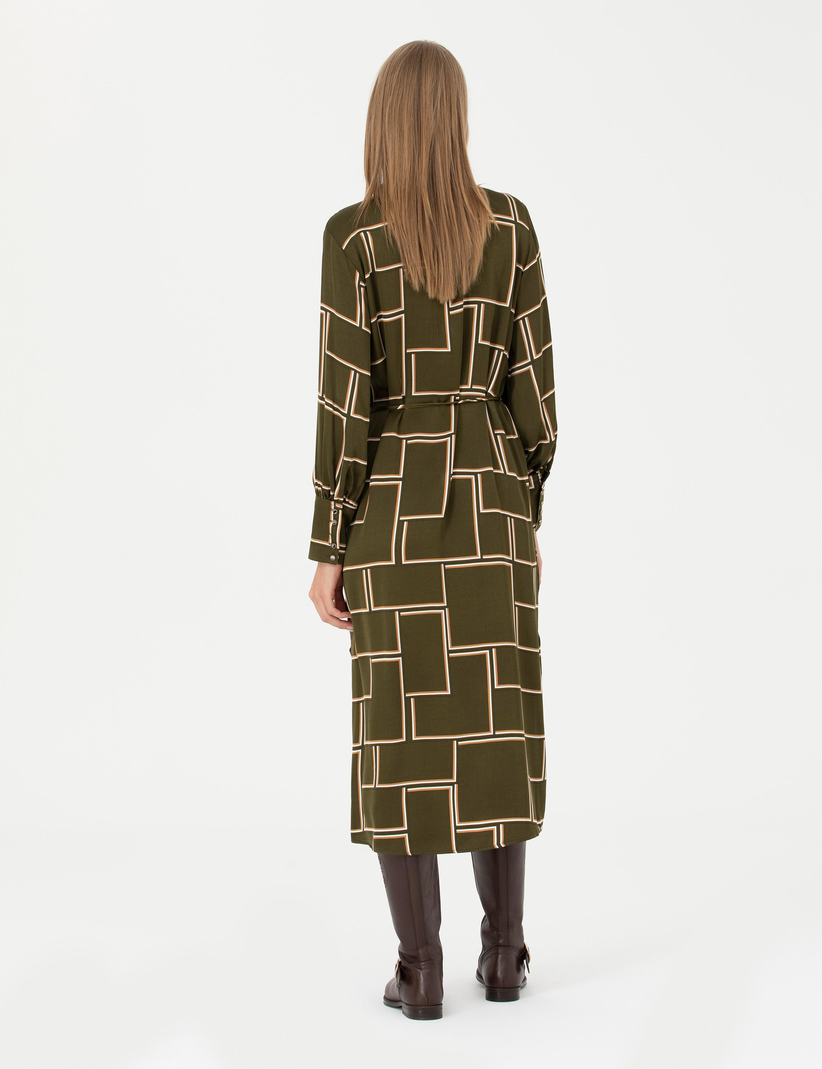 Kahverengi Comfort Fit Dokuma Elbise