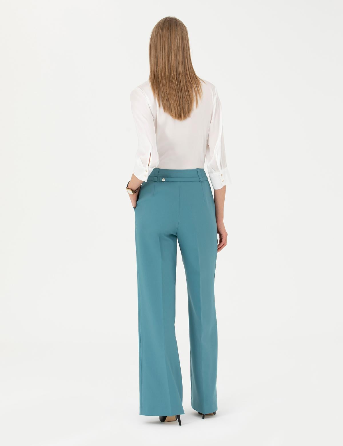 Petrol Palazzo Kumaş Pantolon - 50273084009