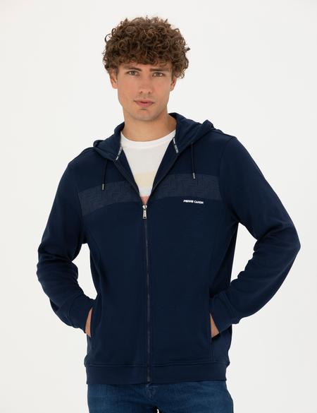 Lacivert Regular Fit Kapüşonlu Hırka - 50273925034
