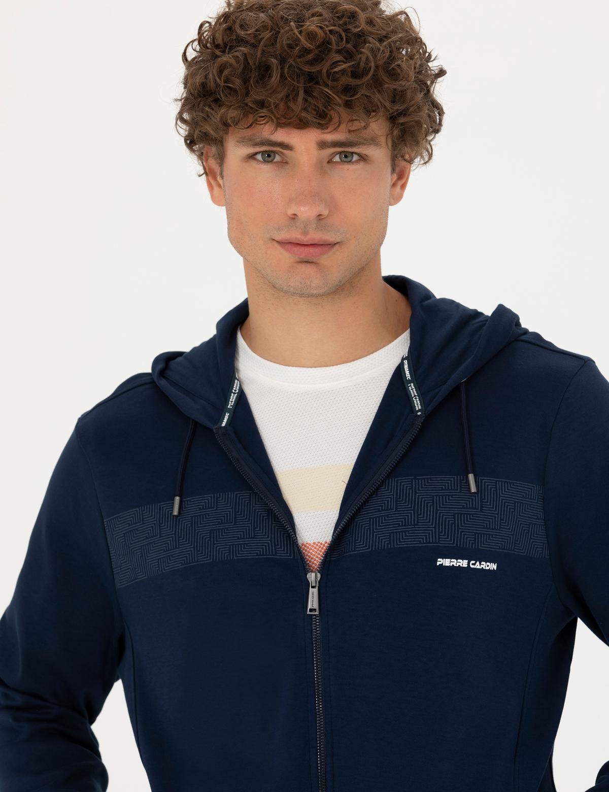 Lacivert Regular Fit Kapüşonlu Hırka - 50273925034