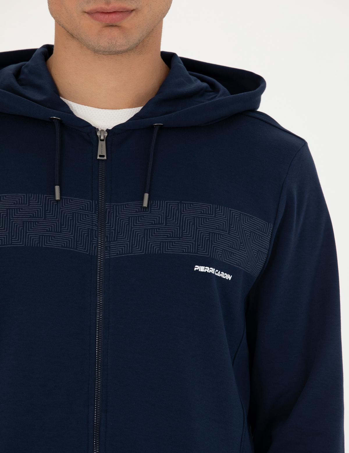 Lacivert Regular Fit Kapüşonlu Hırka - 50273925034