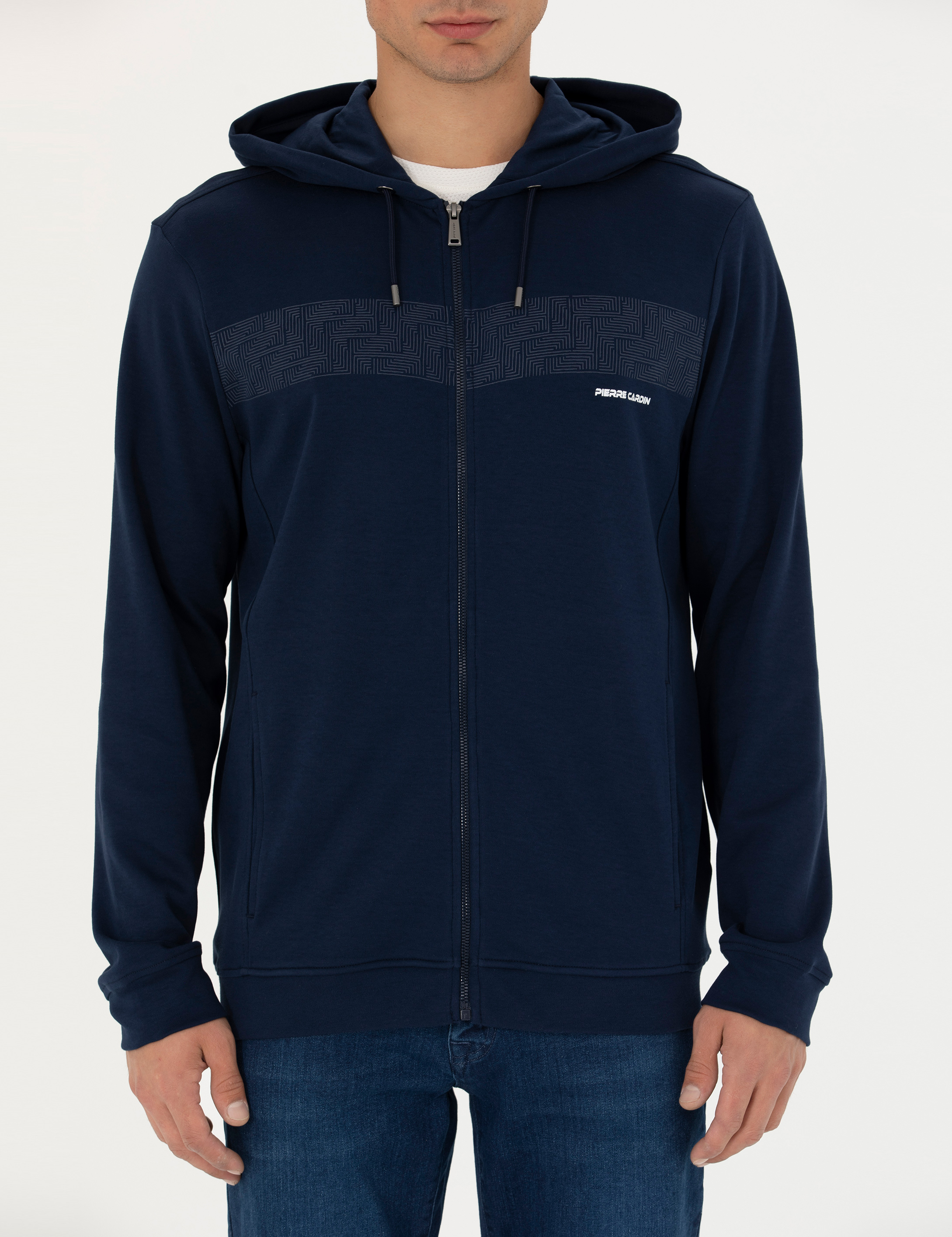 Lacivert Regular Fit Kapüşonlu Hırka