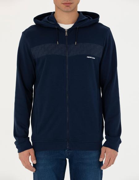 Lacivert Regular Fit Kapüşonlu Hırka - 50273925034