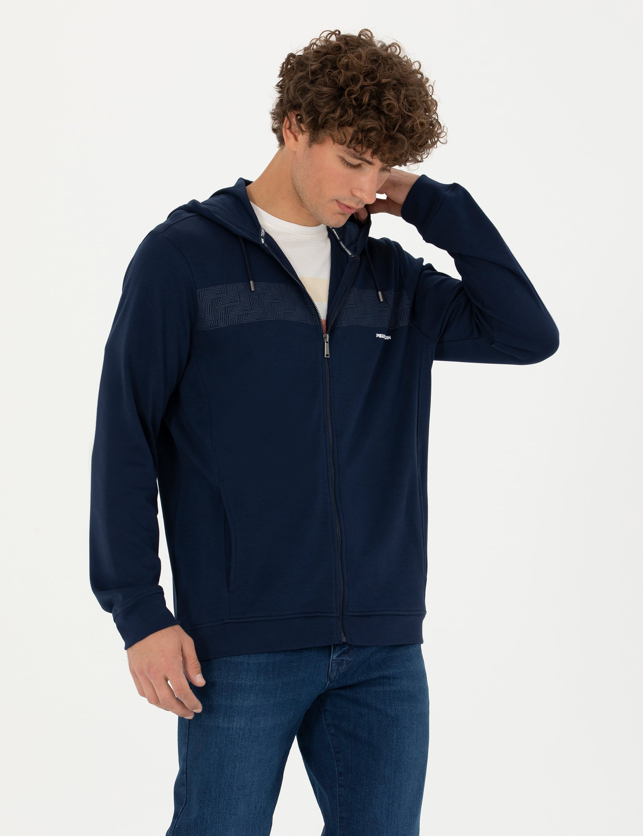 Lacivert Regular Fit Kapüşonlu Hırka - Image 3
