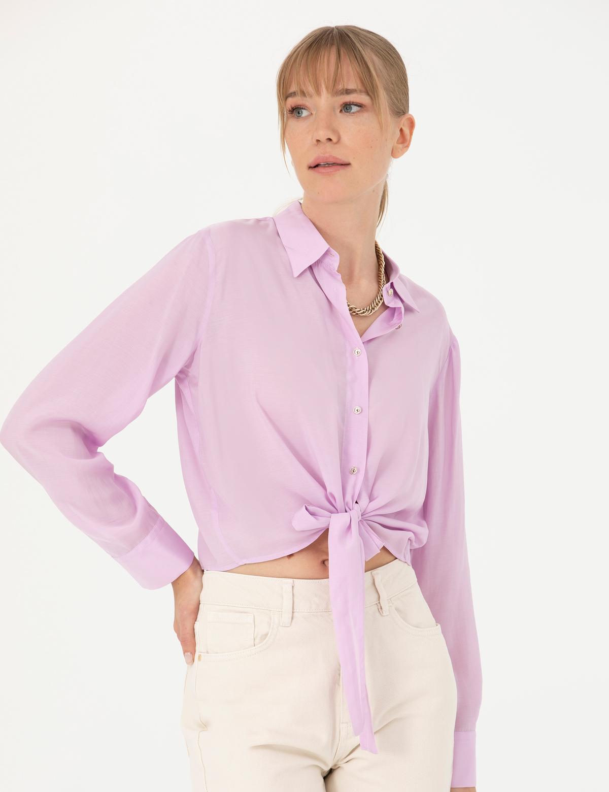 Lila Regular Fit Uzun Kollu Gömlek - 50262539039