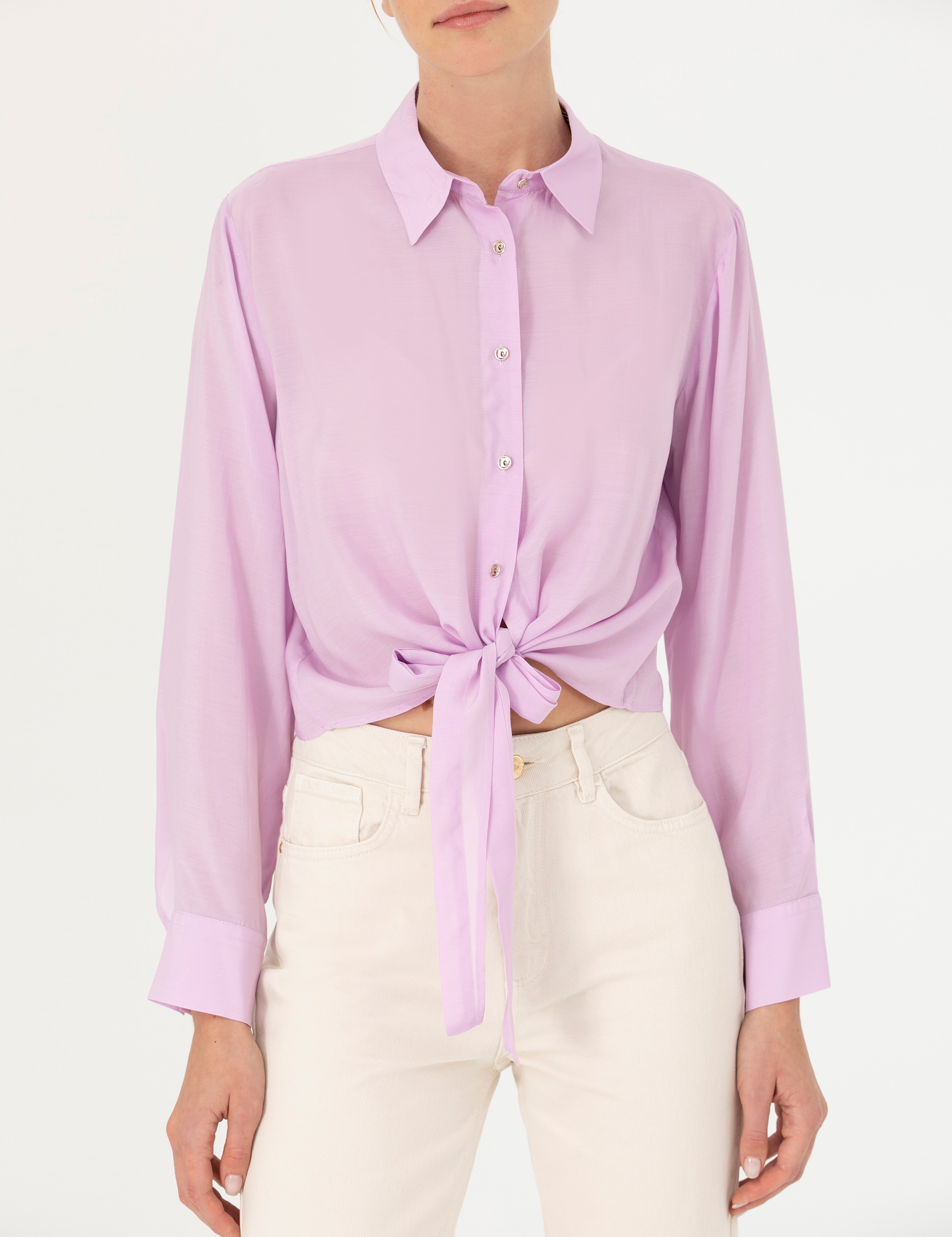 Lila Regular Fit Uzun Kollu Gömlek - Image 6