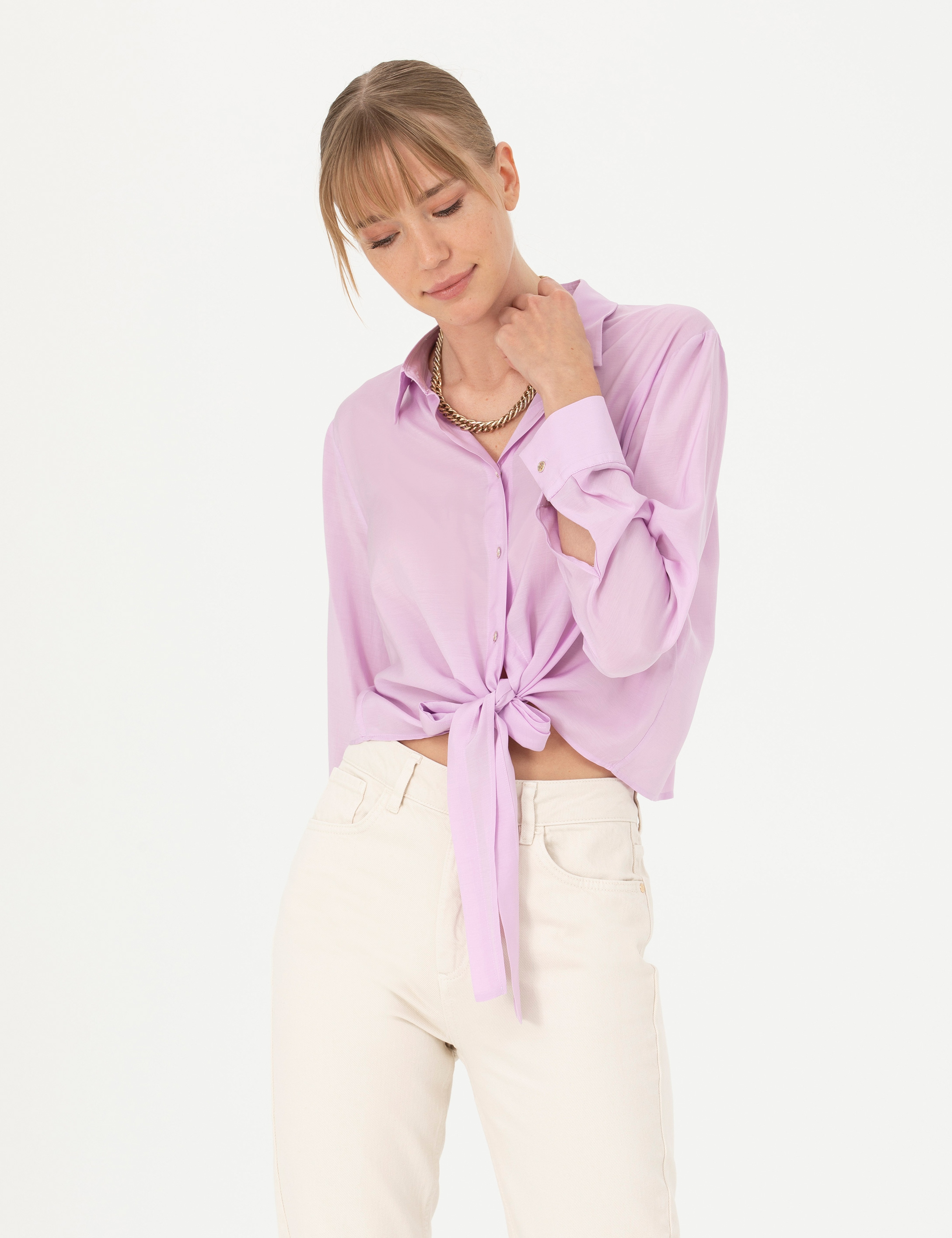Lila Regular Fit Uzun Kollu Gömlek - Image 1