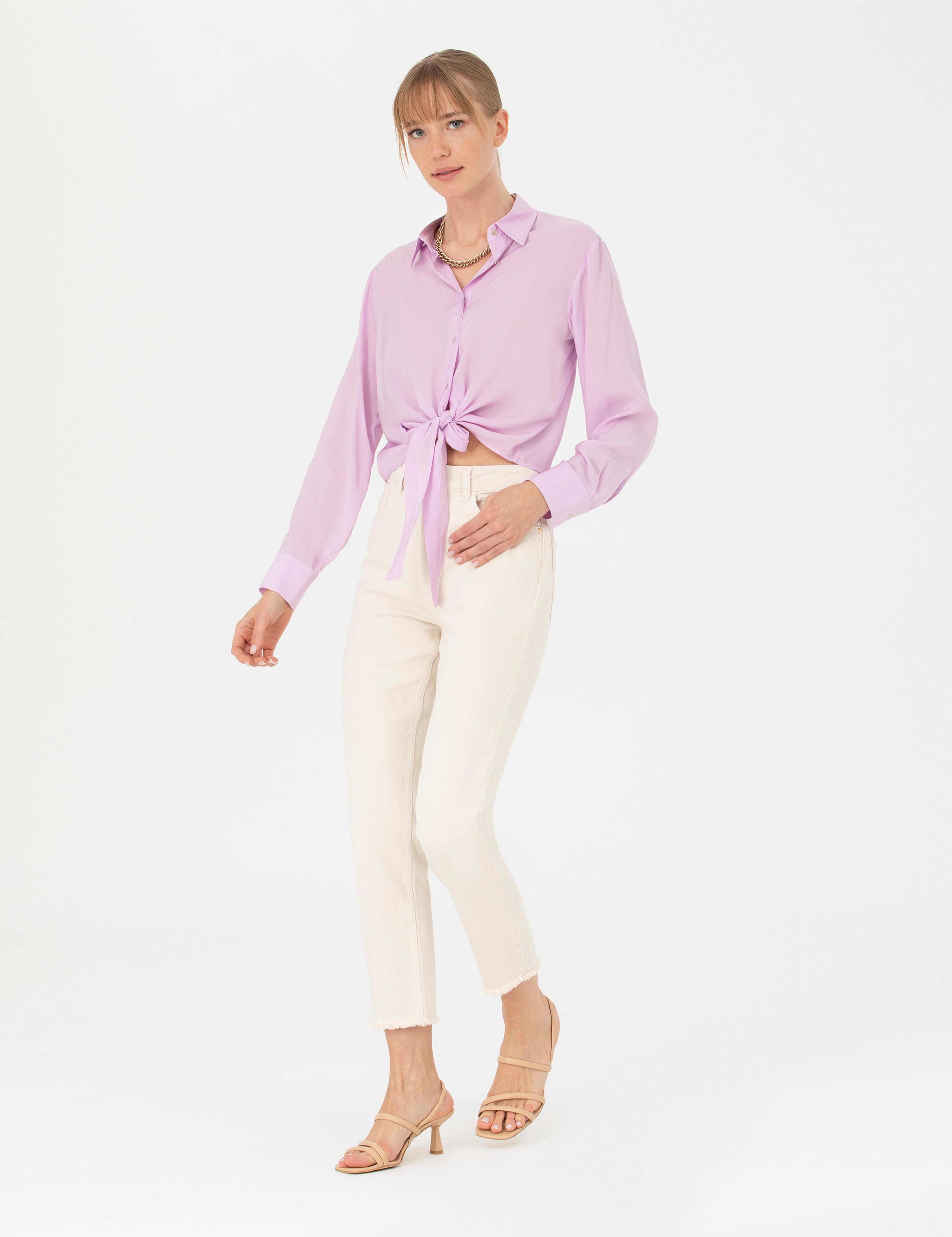 Lila Regular Fit Uzun Kollu Gömlek - Image 4