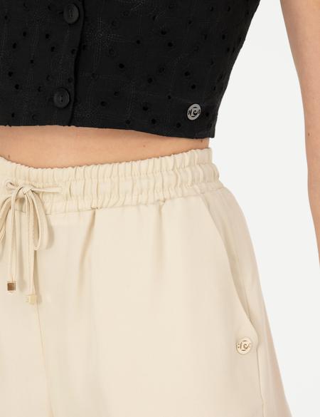 Siyah Crop Top Bluz - 50262559024