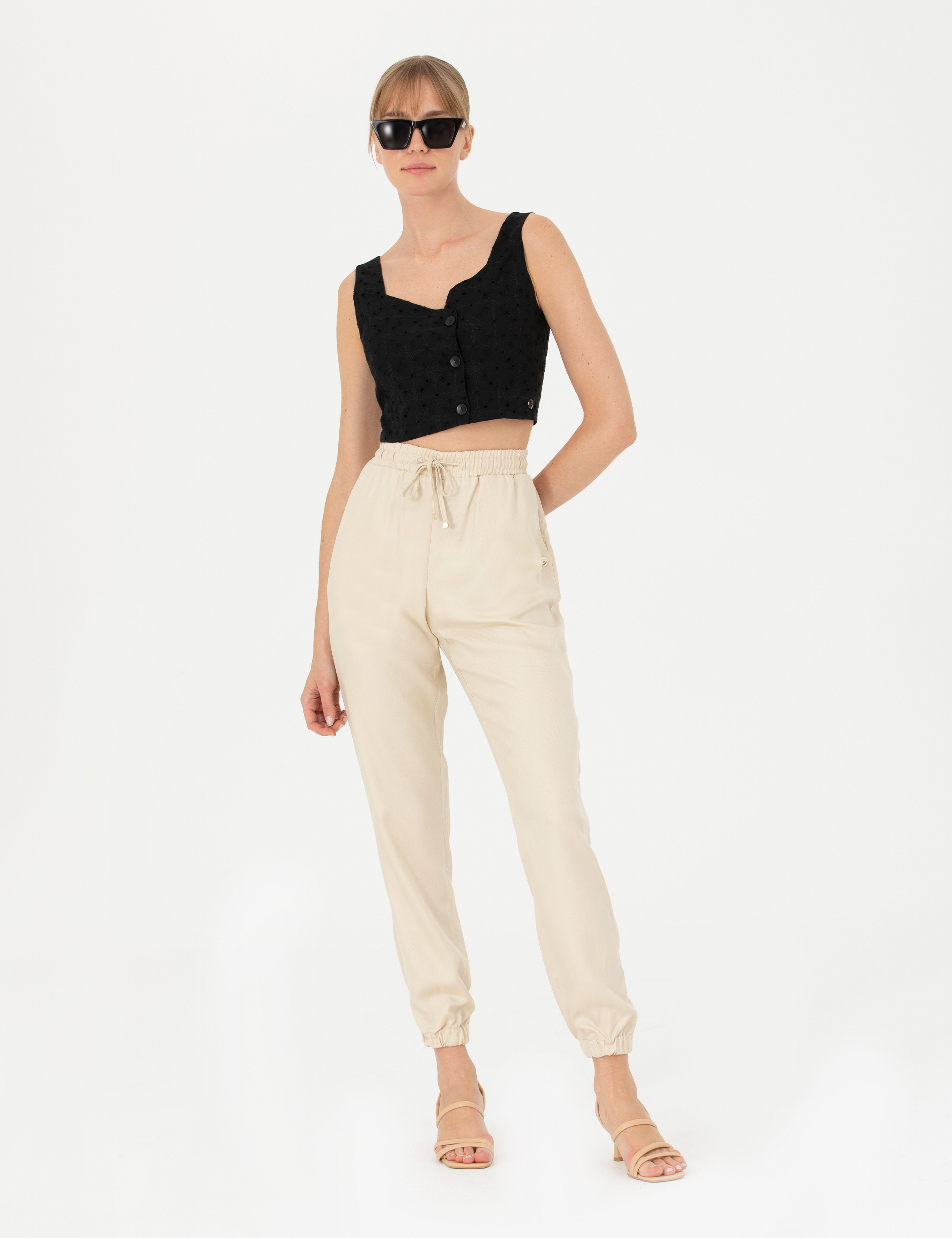 Siyah Crop Top Bluz