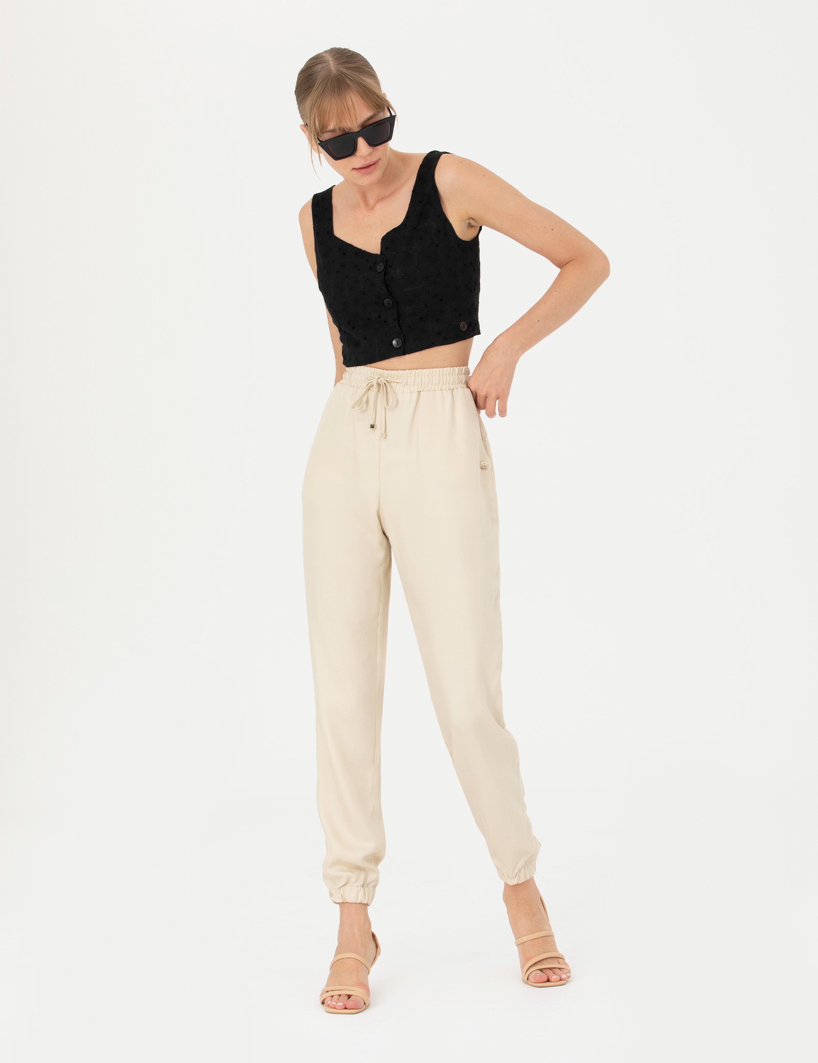 Krem Kumaş Pantolon