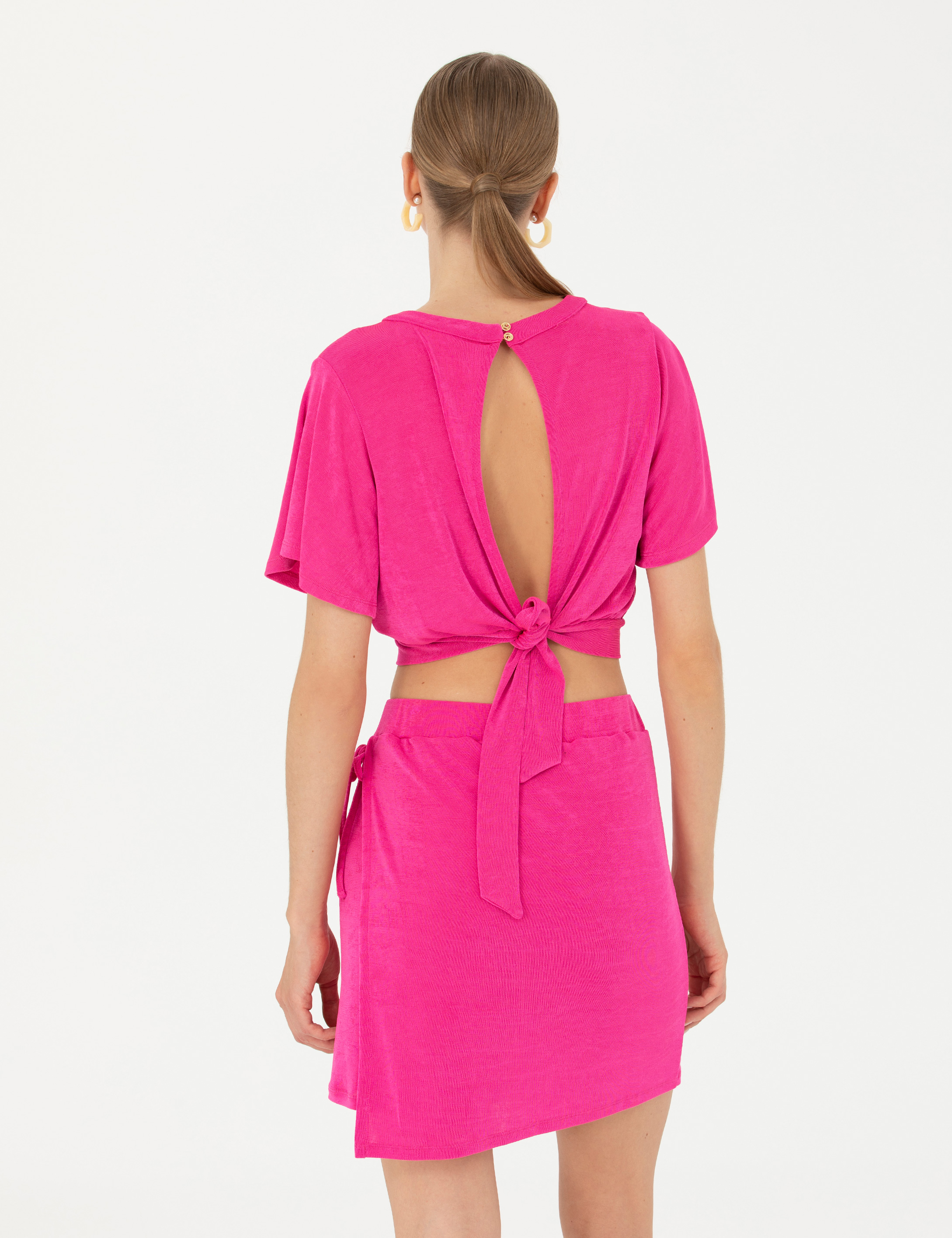 Pierre Cardin Fuşya Crop Top Örme Bluz görsel 5