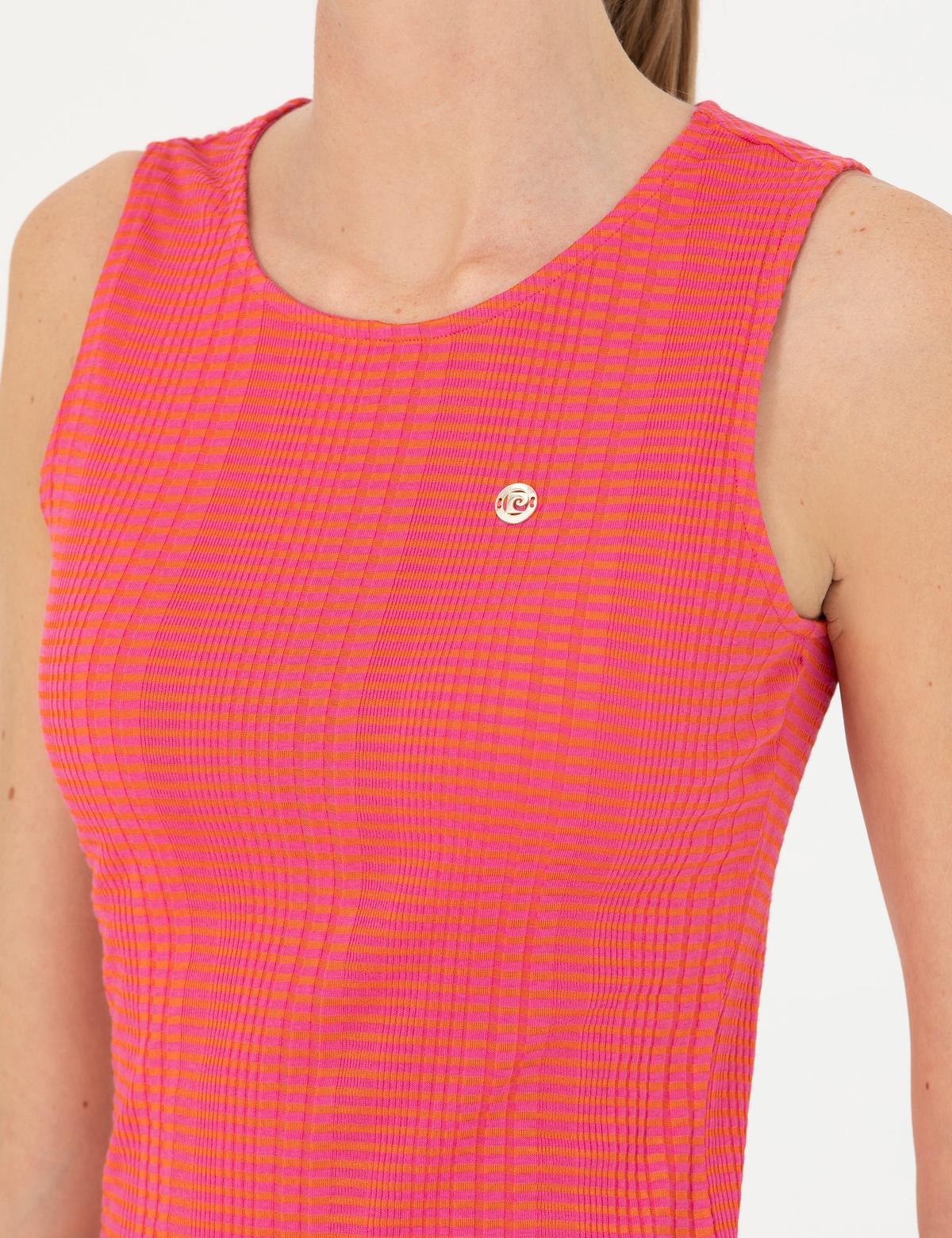 Fuşya Slim Fit Örme Elbise - 50267357005