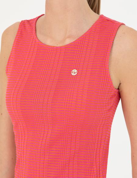 Fuşya Slim Fit Örme Elbise - 50267357005