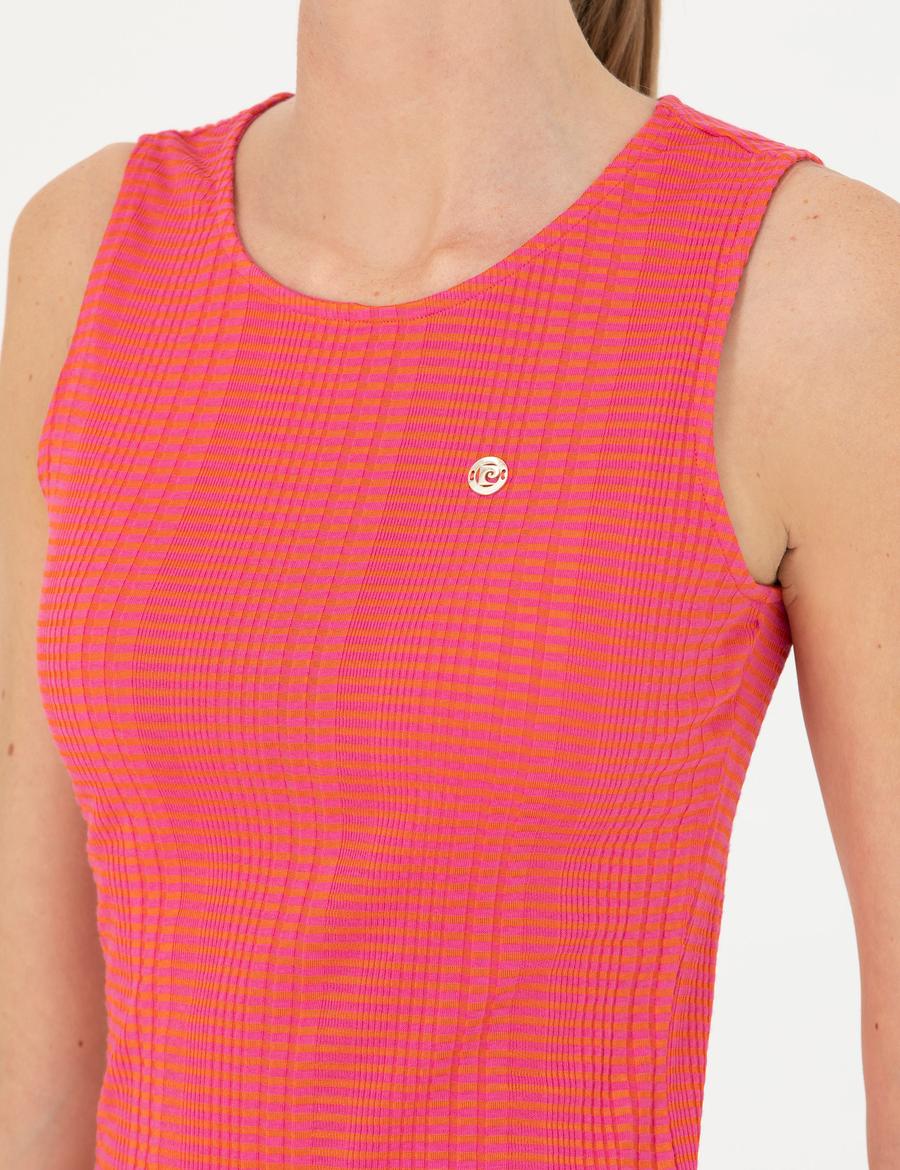 Fuşya Slim Fit Örme Elbise