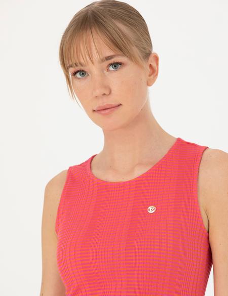 Fuşya Slim Fit Örme Elbise - 50267357005