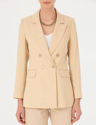 Bej Kruvaze Slim Fit Ceket
