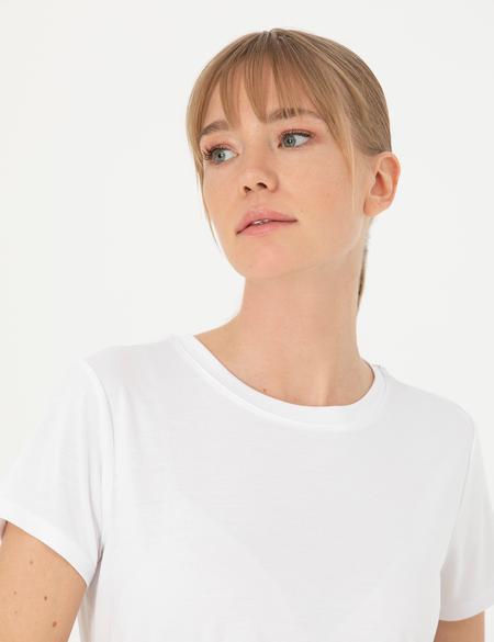 Beyaz Regular Fit Basic Tişört - 50269344001
