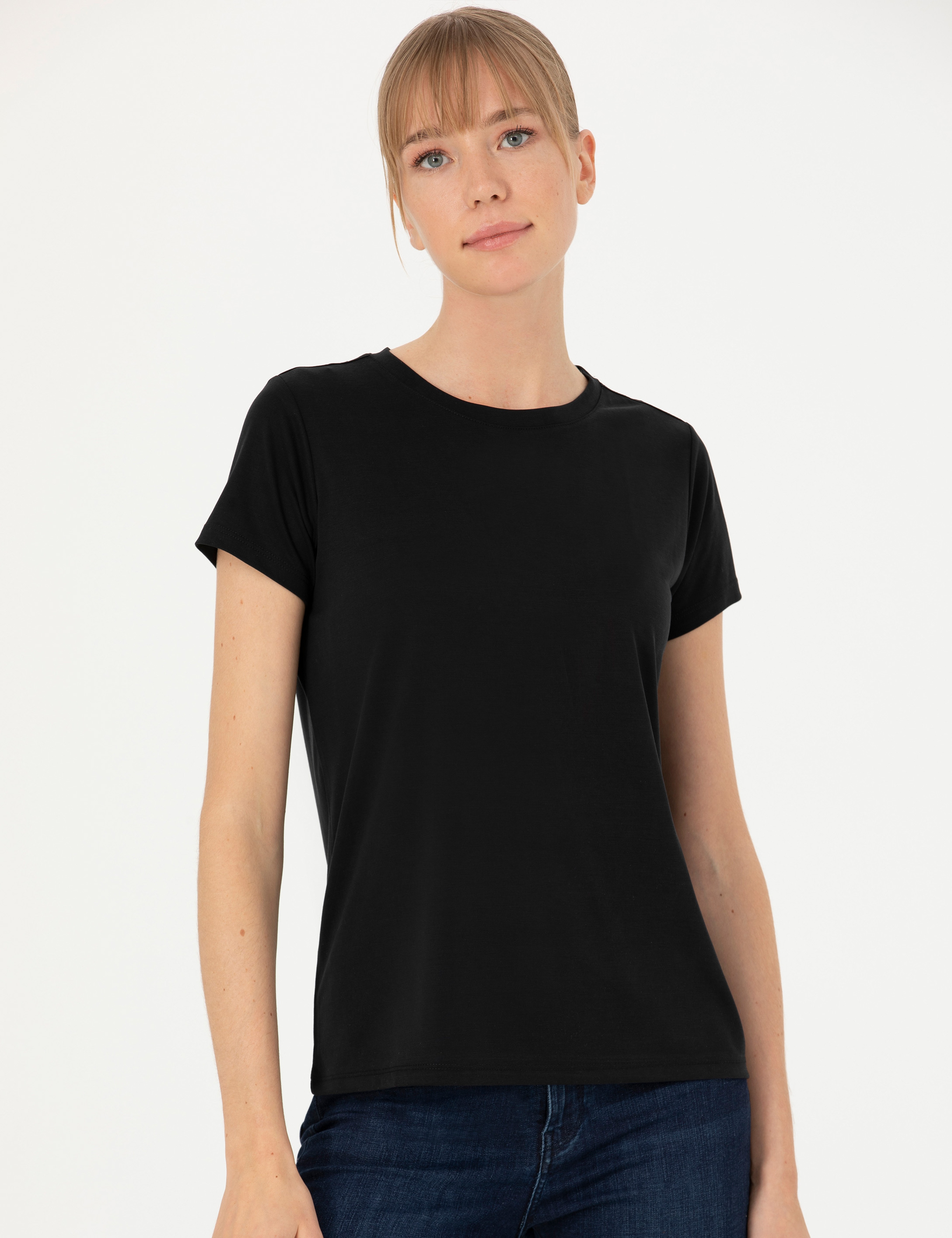 Siyah Regular Fit Basic Tişört - Image 3