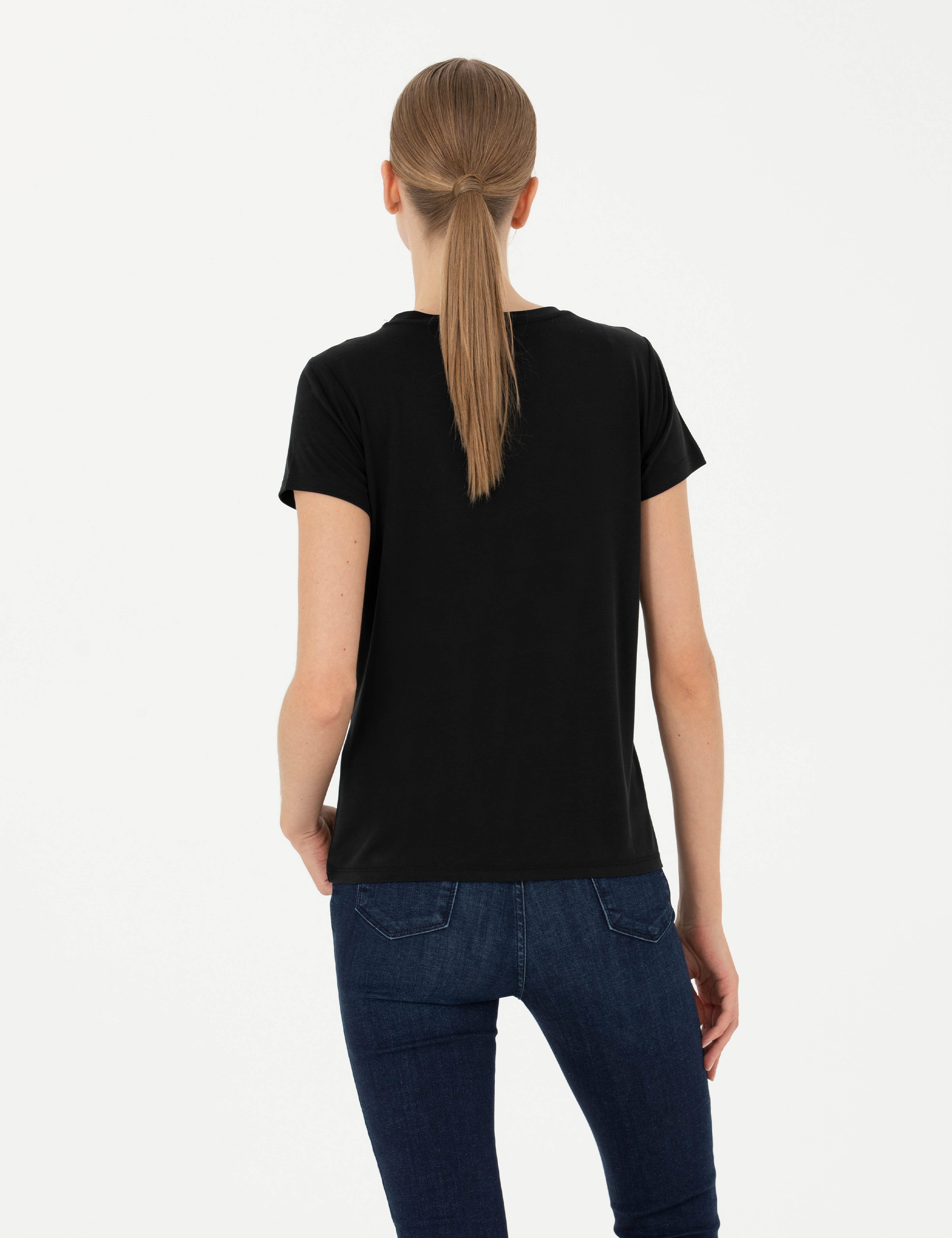 Siyah Regular Fit Basic Tişört - Image 5