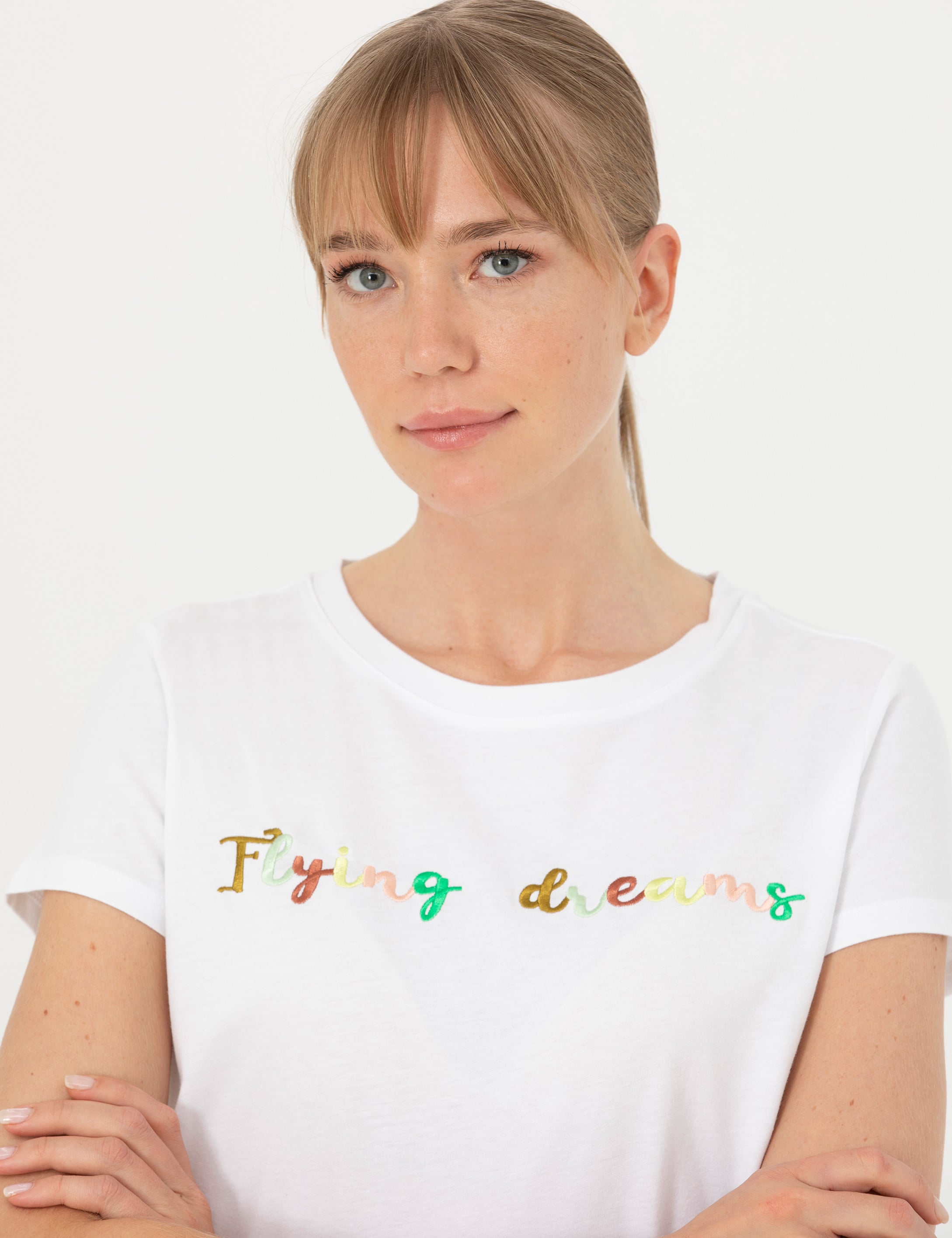 Beyaz Comfort Fit Tişört - Image 2
