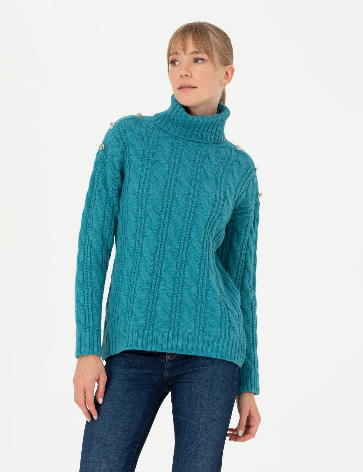 Petrol Regular Fit Balıkçı Yaka Kazak