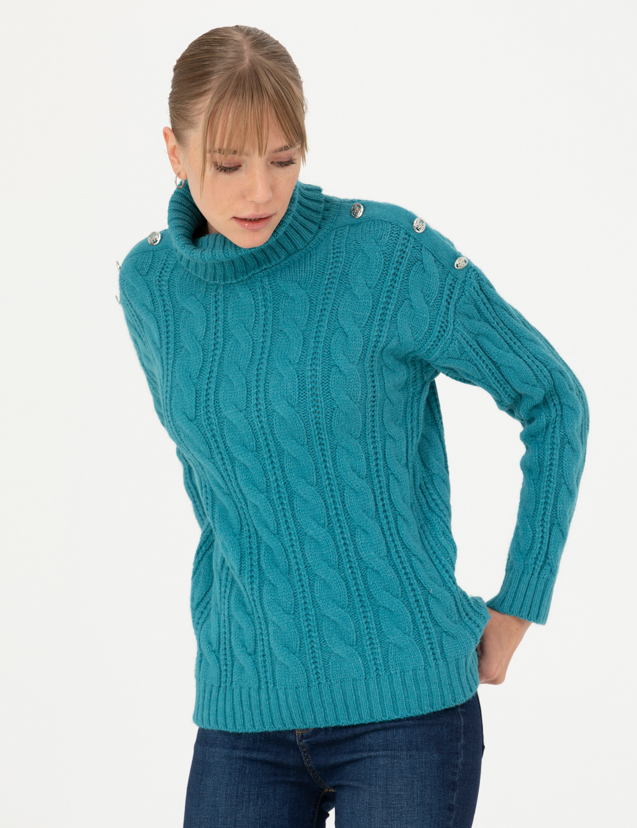 Pierre Cardin Petrol Regular Fit Balıkçı Yaka Kazak görsel 3