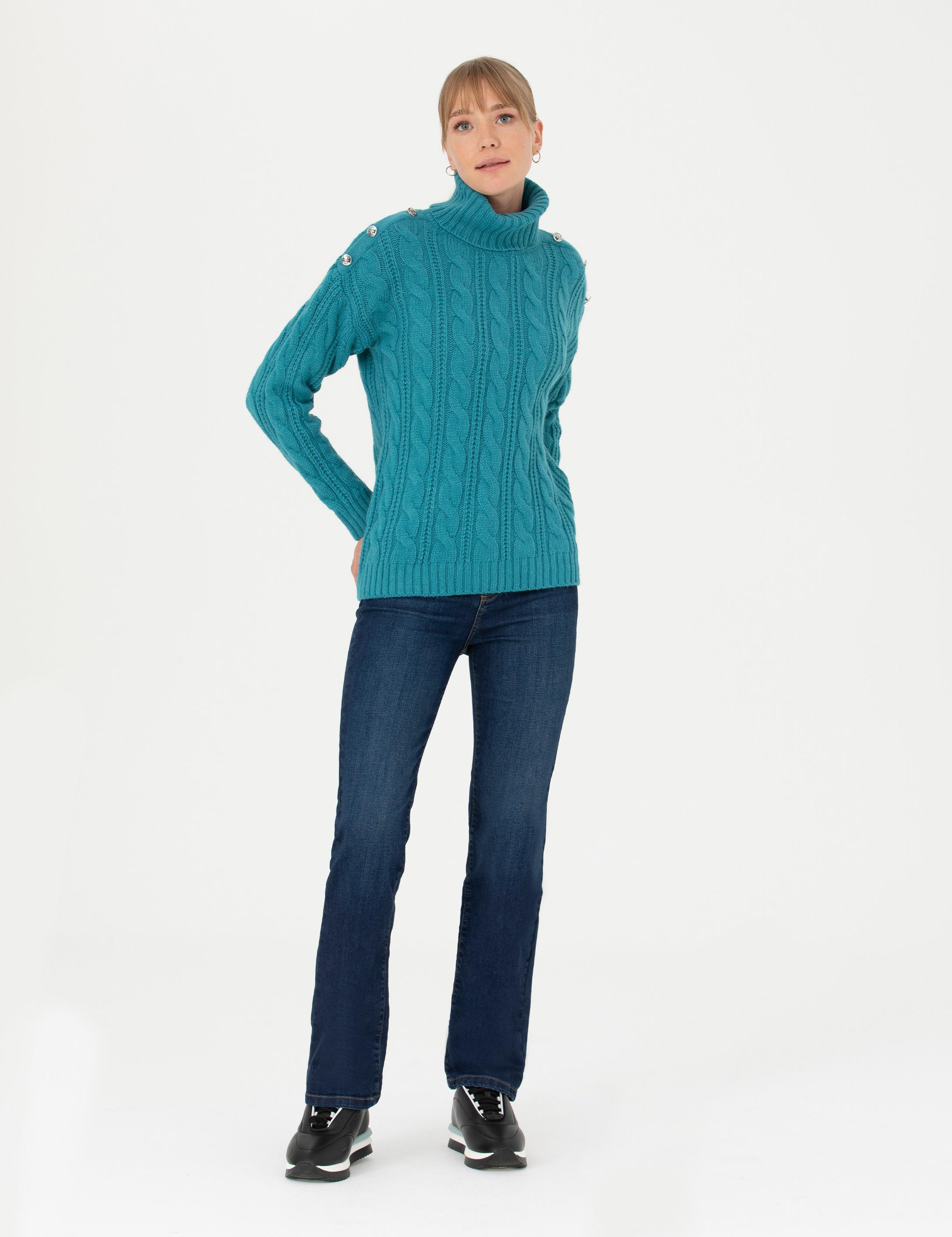 Petrol Regular Fit Balıkçı Yaka Kazak