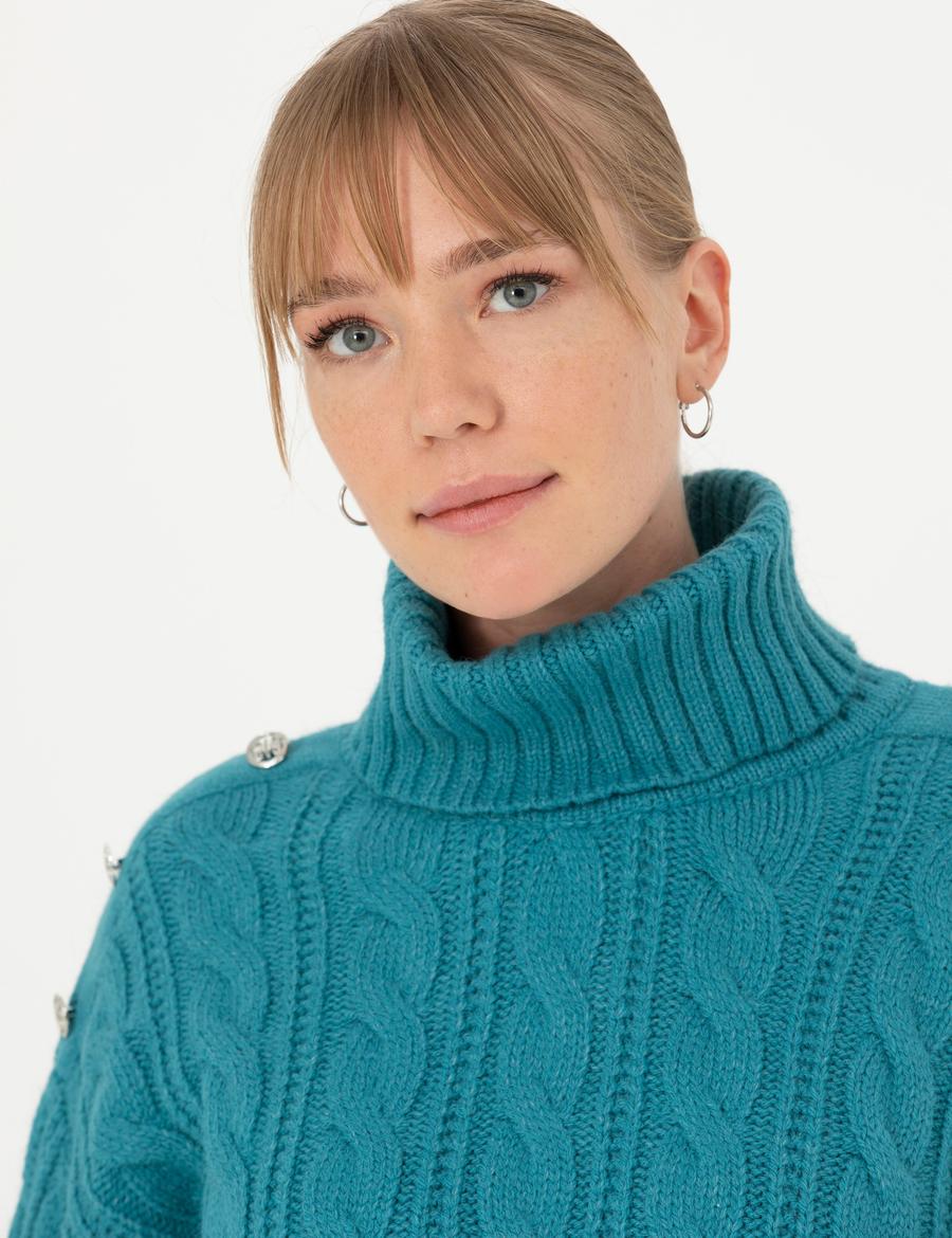 Petrol Regular Fit Balıkçı Yaka Kazak