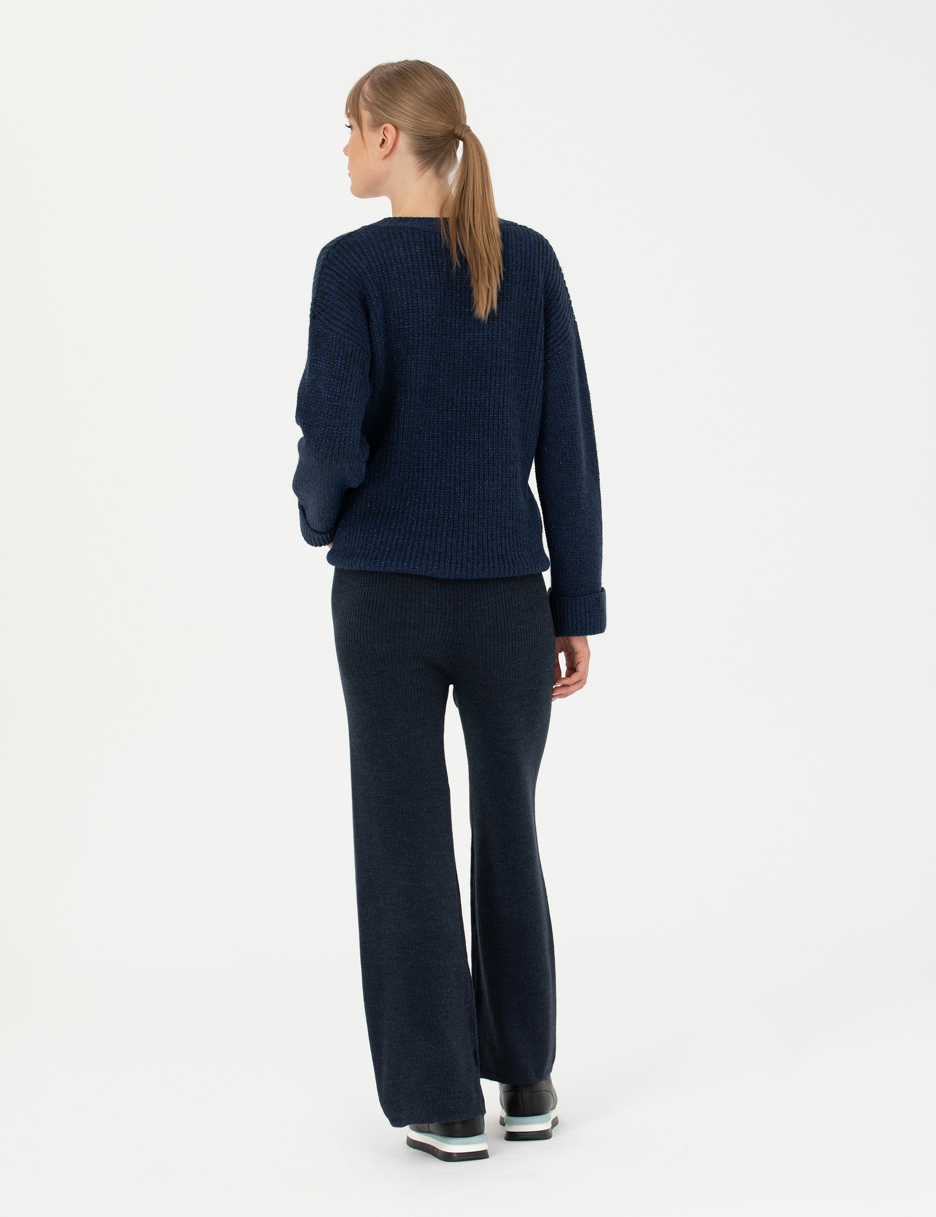 Lacivert Loose Fit Triko Pantolon - Image 4