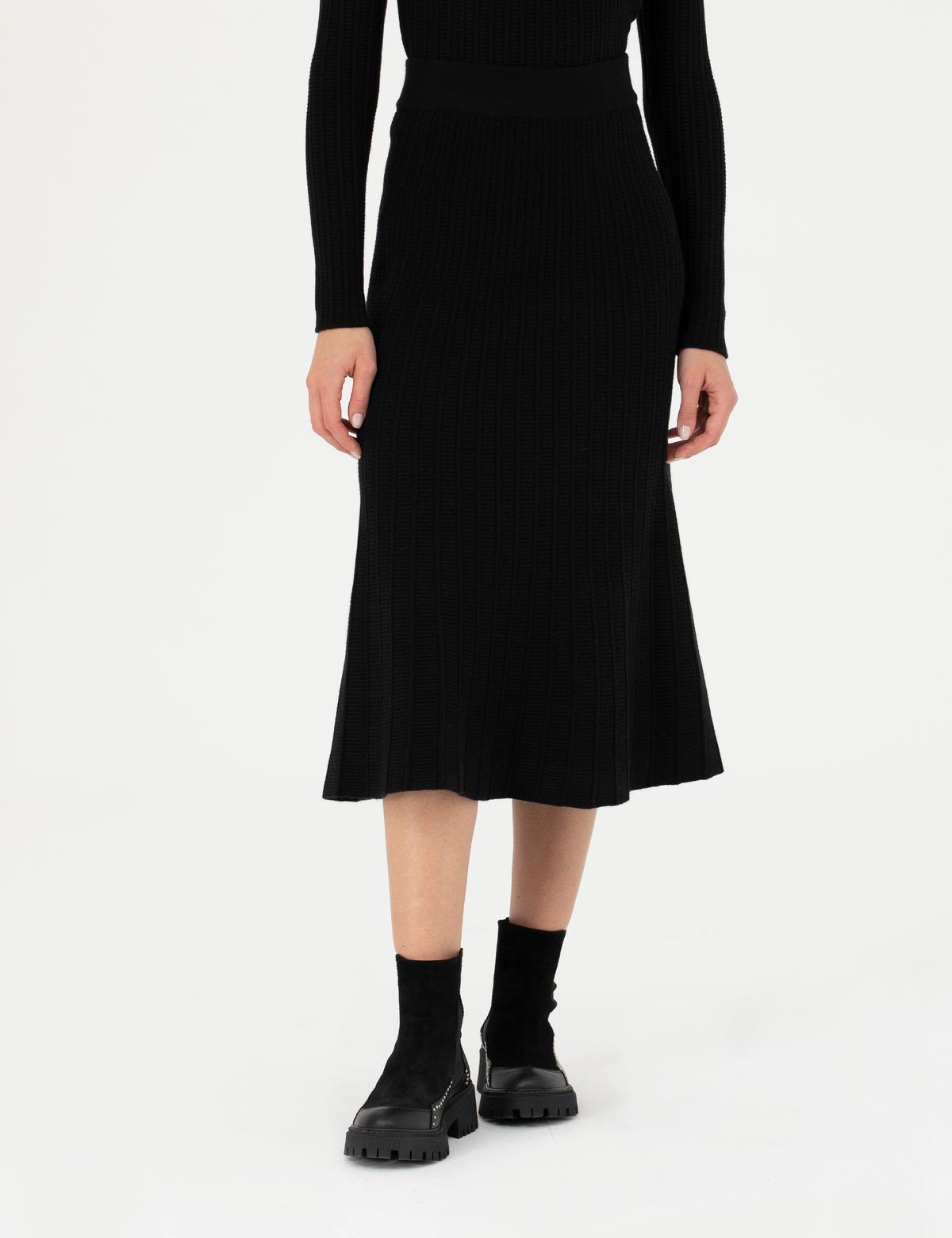 Siyah A Kesim Triko Etek - 50276344016