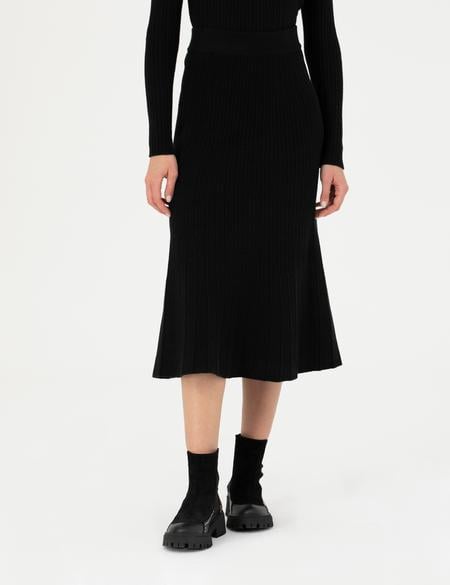 Siyah A Kesim Triko Etek - 50276344016