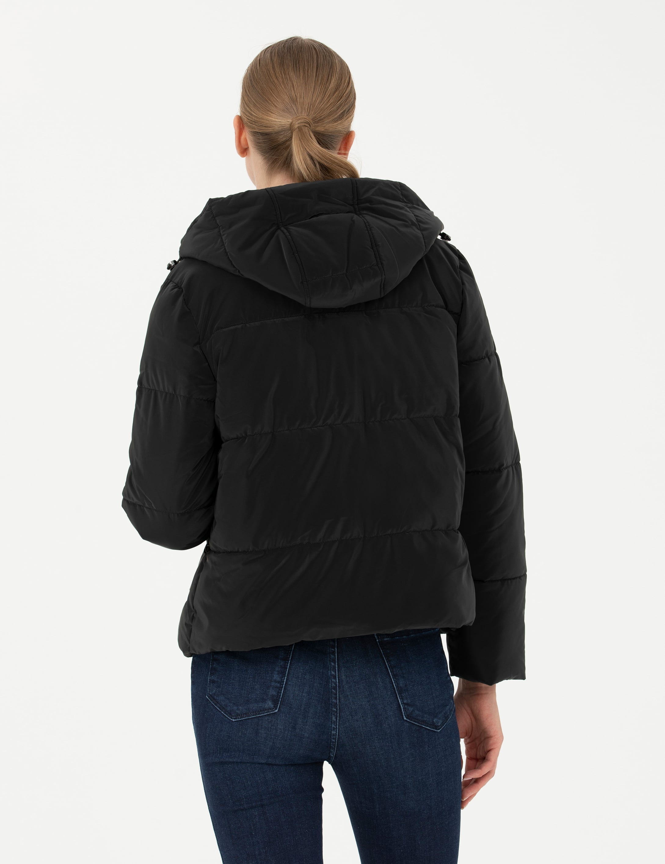 Siyah Kapüşonlu Bomber Mont - Image 5