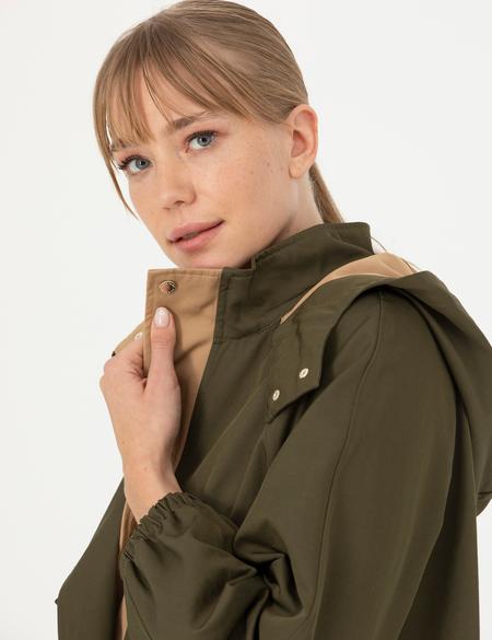 Haki Kapüşonlu Trençkot - 50272842011