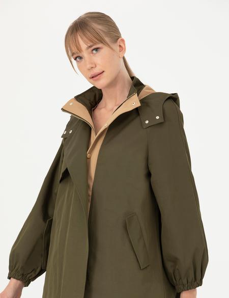 Haki Kapüşonlu Trençkot - 50272842011