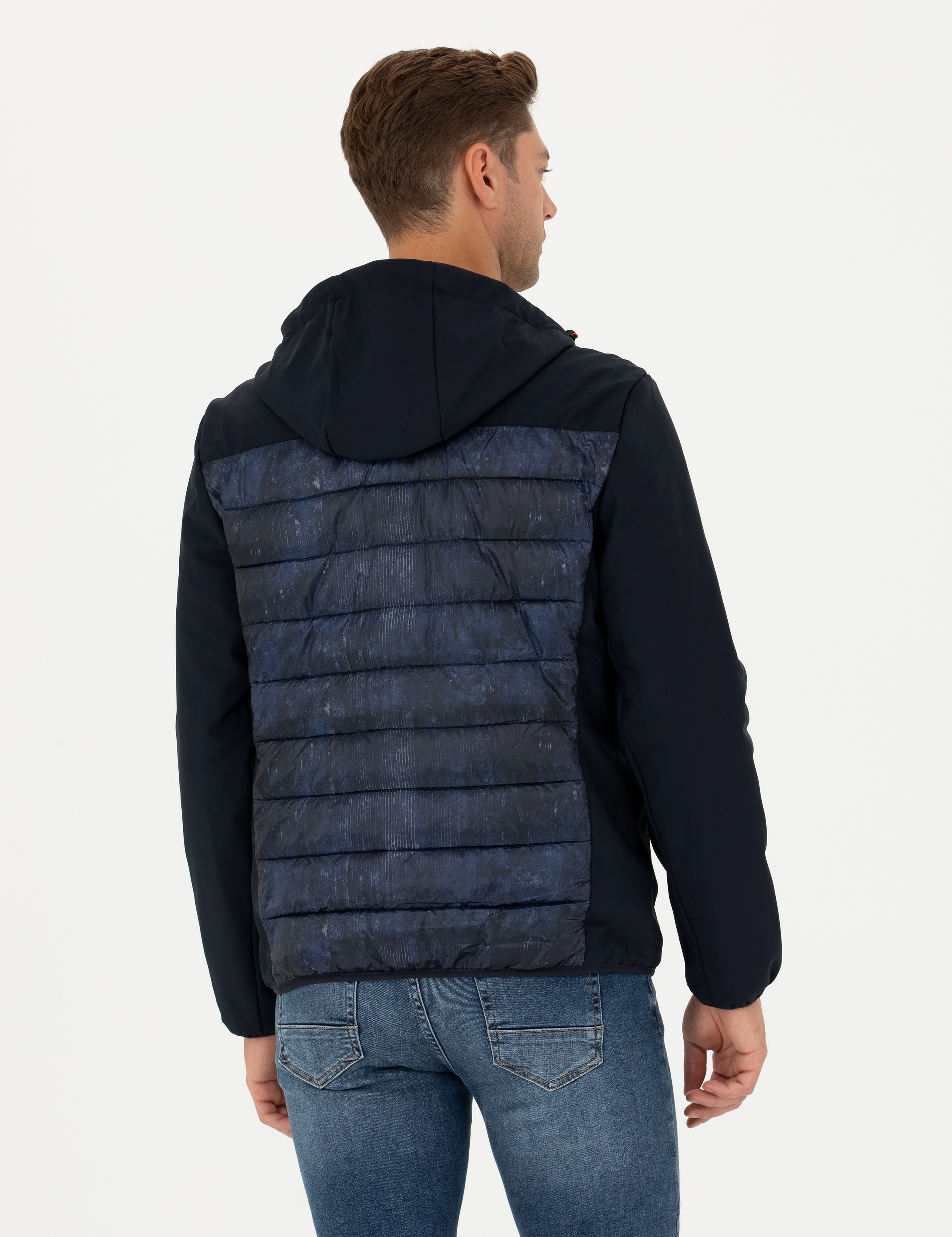 Lacivert Kapüşonlu Kapitone Spor Mont - Image 6