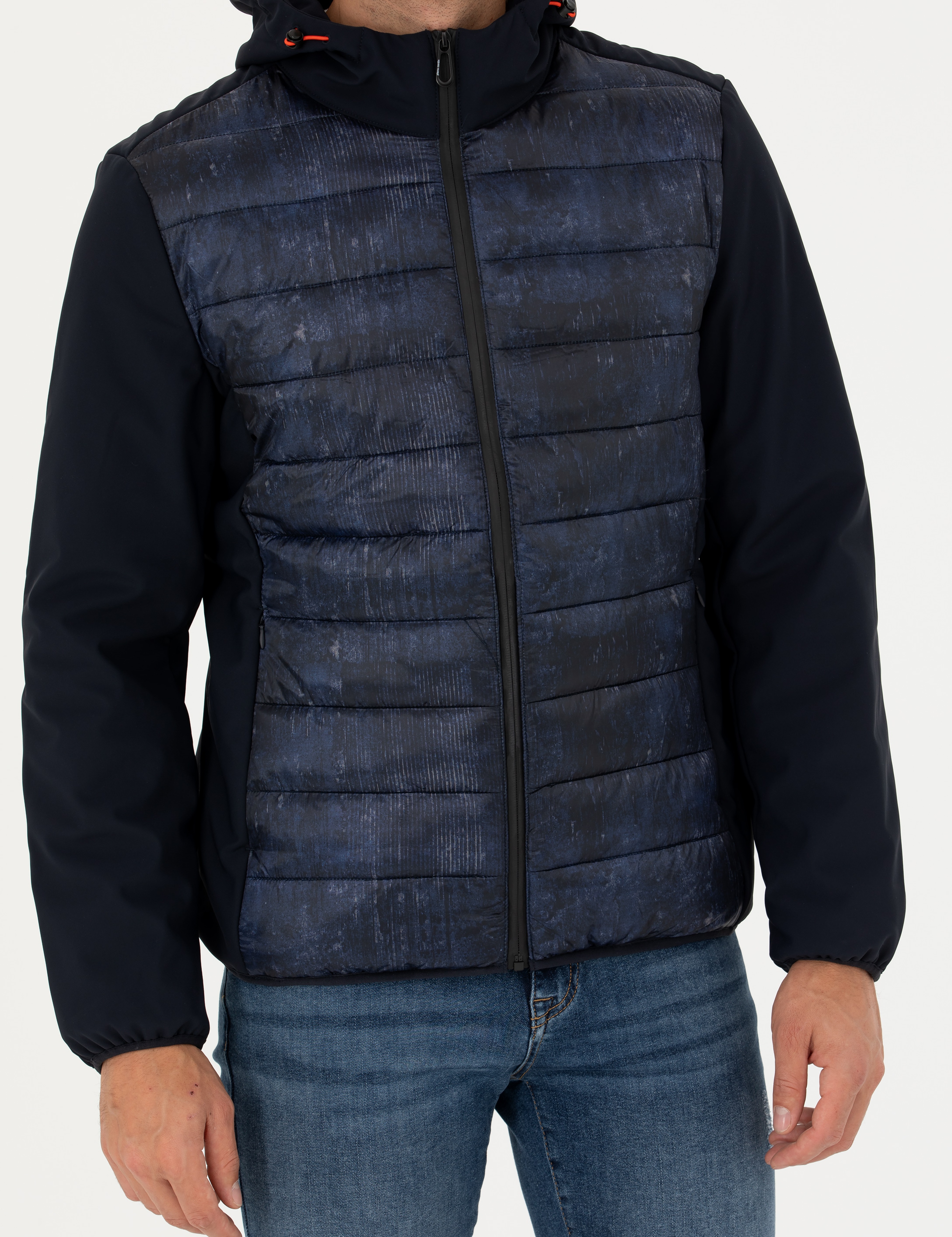 Lacivert Kapüşonlu Kapitone Spor Mont - Image 7